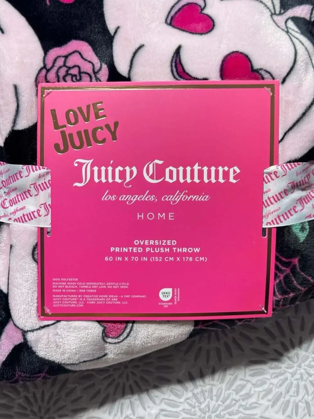 Juicy Couture Love Juicy Oversized Printed Plush Throw Blanket Pumpkin Halloween